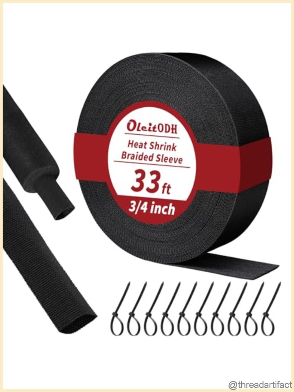33 ft Heat Shrink Braided Sleeving 2:1 Polyester Polyolefin Wire Protector